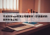 宁波交友app开发公司哪家好（宁波最好的软件开发公司）