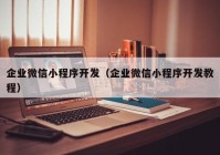 企业微信小程序开发（企业微信小程序开发教程）