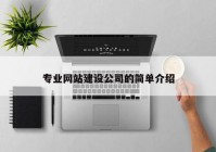 专业网站建设公司的简单介绍