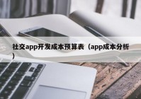 社交app开发成本预算表（app成本分析）