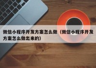 微信小程序开发方案怎么做（微信小程序开发方案怎么做出来的）