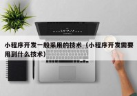 小程序开发一般采用的技术（小程序开发需要用到什么技术）