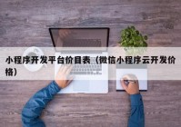 小程序开发平台价目表（微信小程序云开发价格）