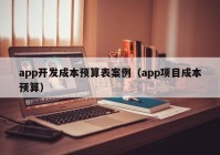 app开发成本预算表案例（app项目成本预算）