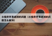 小程序开发遇到的问题（小程序开发遇到的问题怎么解决）