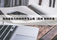 苏州有实力的软件开发公司（苏州 软件开发）